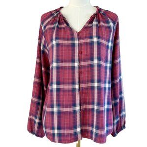 Como Vintage | Pink Blue & White Plaid Shirt Sz M